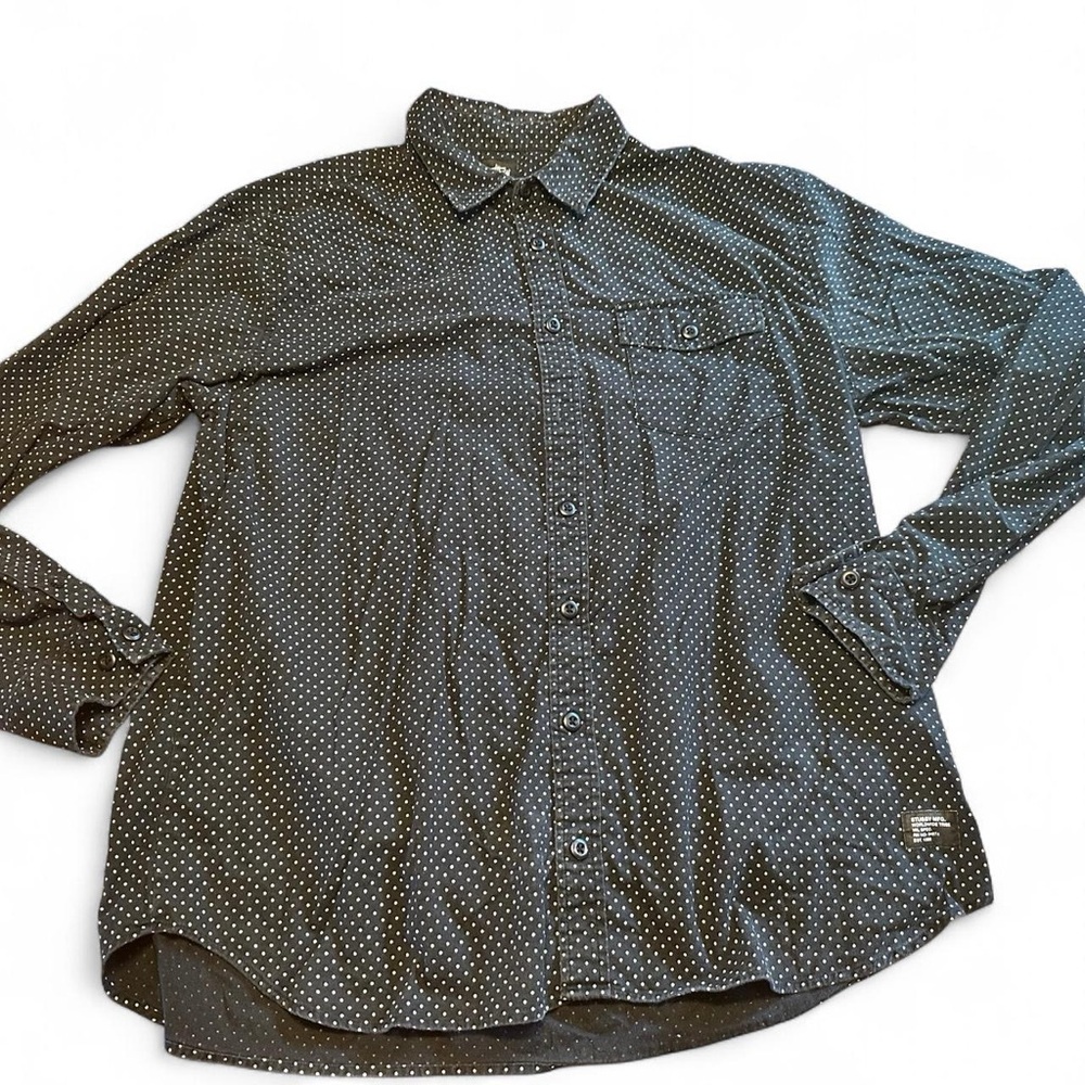 Stussy Men’s Black Polka Dot Shirt Long‎ Sleeve Size XXL